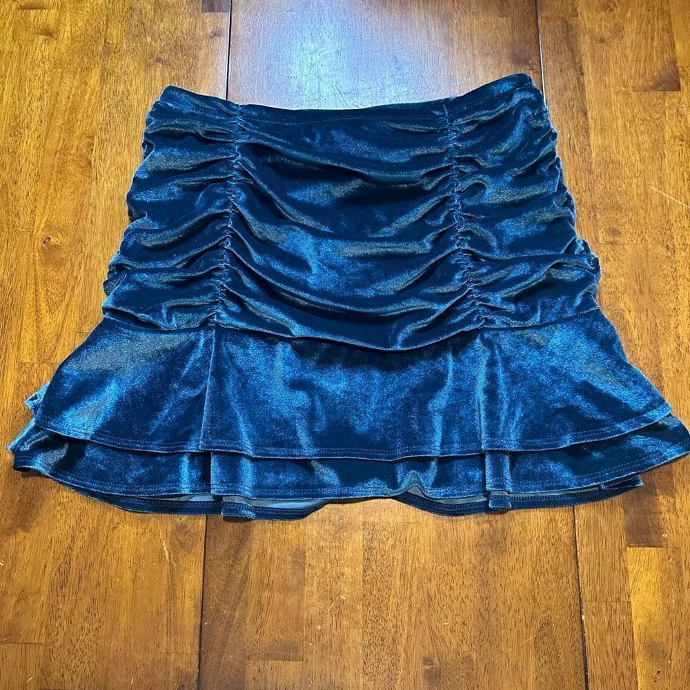 Wild Fable Women's Teal Blue Ruched Stretch Mini Skirt Size Small